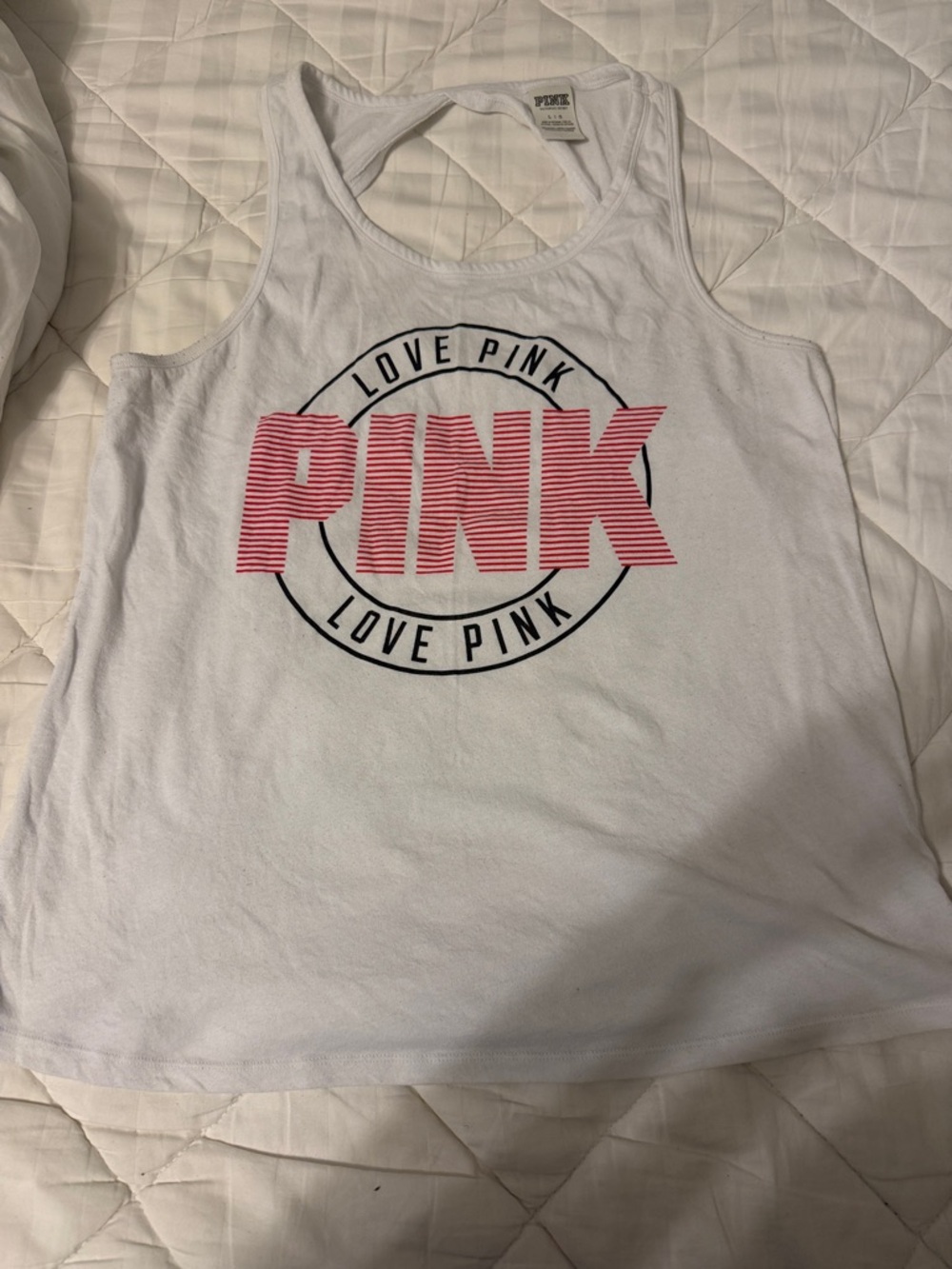 PINK White Tank with Pink Logo